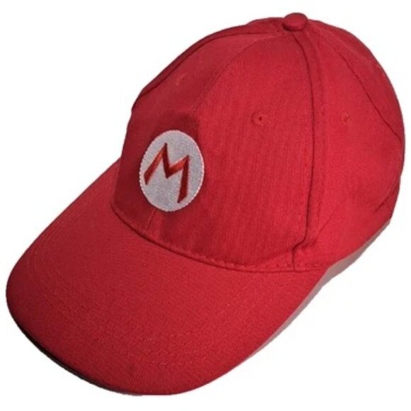 NWOT Adult Super Mario Baseball Hat Red Embroidered Logo Cap Adjustable Strap - Picture 2 of 6